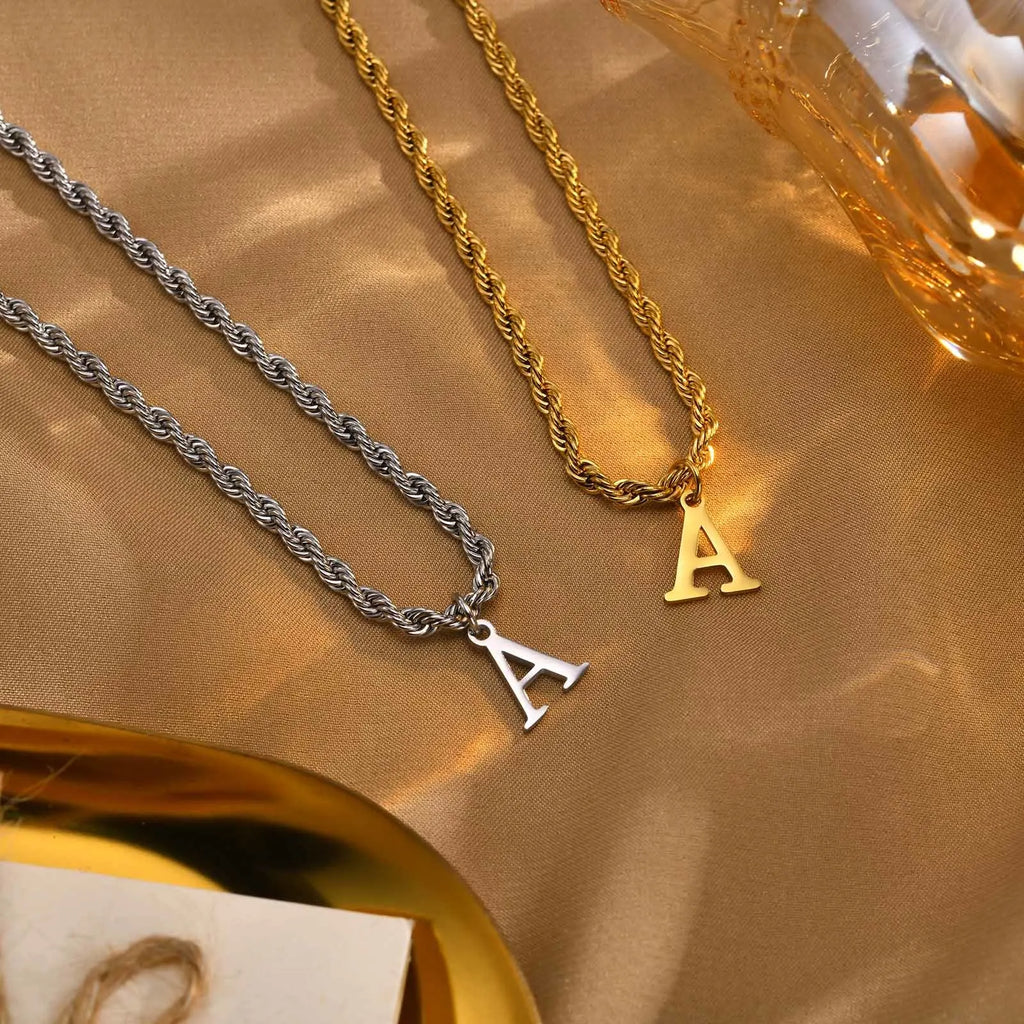 Stainless Steel Initial Letter Necklace – Gold & Silver Pendant Initial Pendant Necklace SPOT