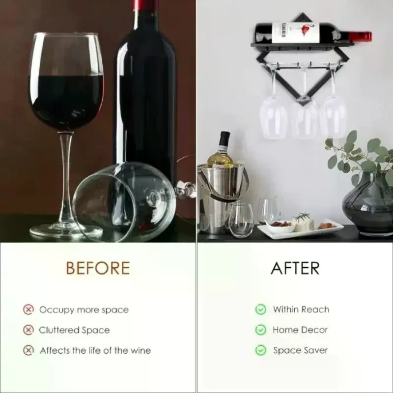 Wall Mount Wine Rack – Bottle & Glass Holder for Home Bar Wall Wine Rack SPOT