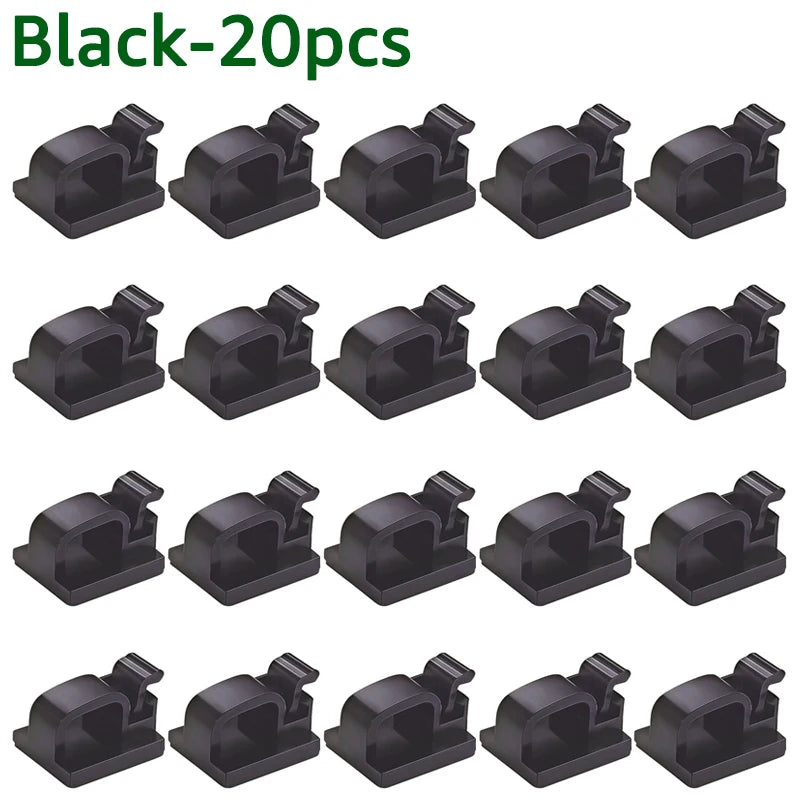 20-Pack Adhesive Cable Clips – Cord & Wire Organizer Cable Management Clips SPOT Black