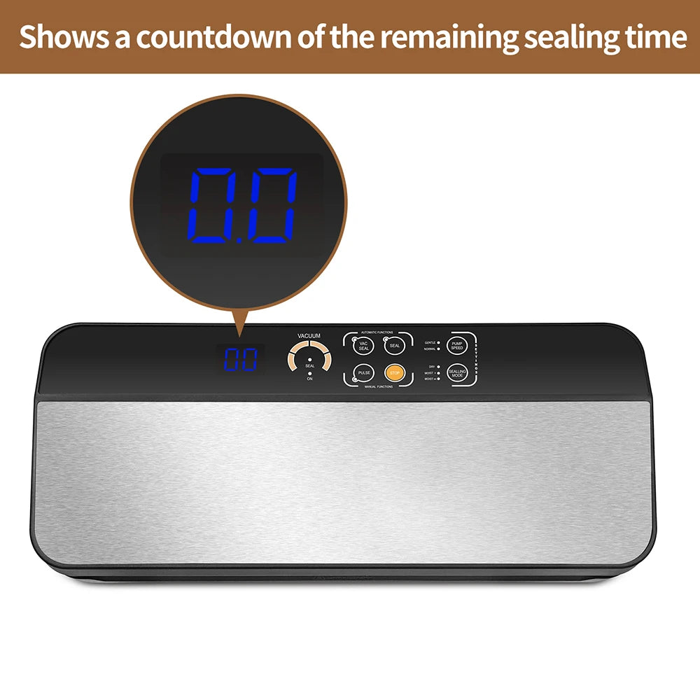 DUTRIEUX Electric Vacuum Food Sealer 60kPa – Roll Holder & LED Vacuum Food Sealer SPOT