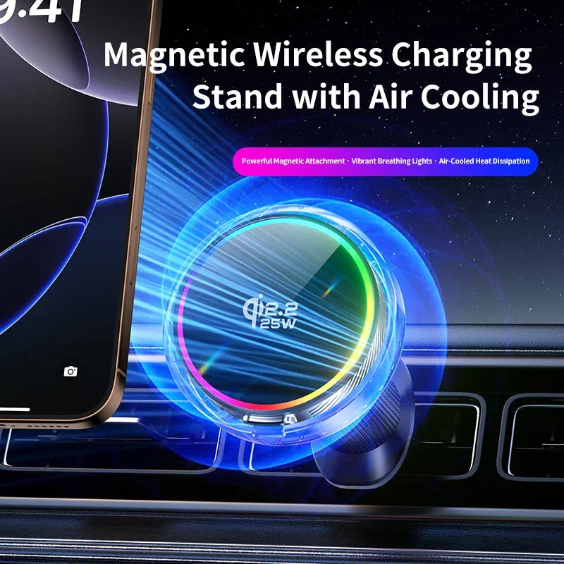 25W Magnetic Wireless Car Charger with Cooling Fan & RGB Wireless Car Charger SPOT
