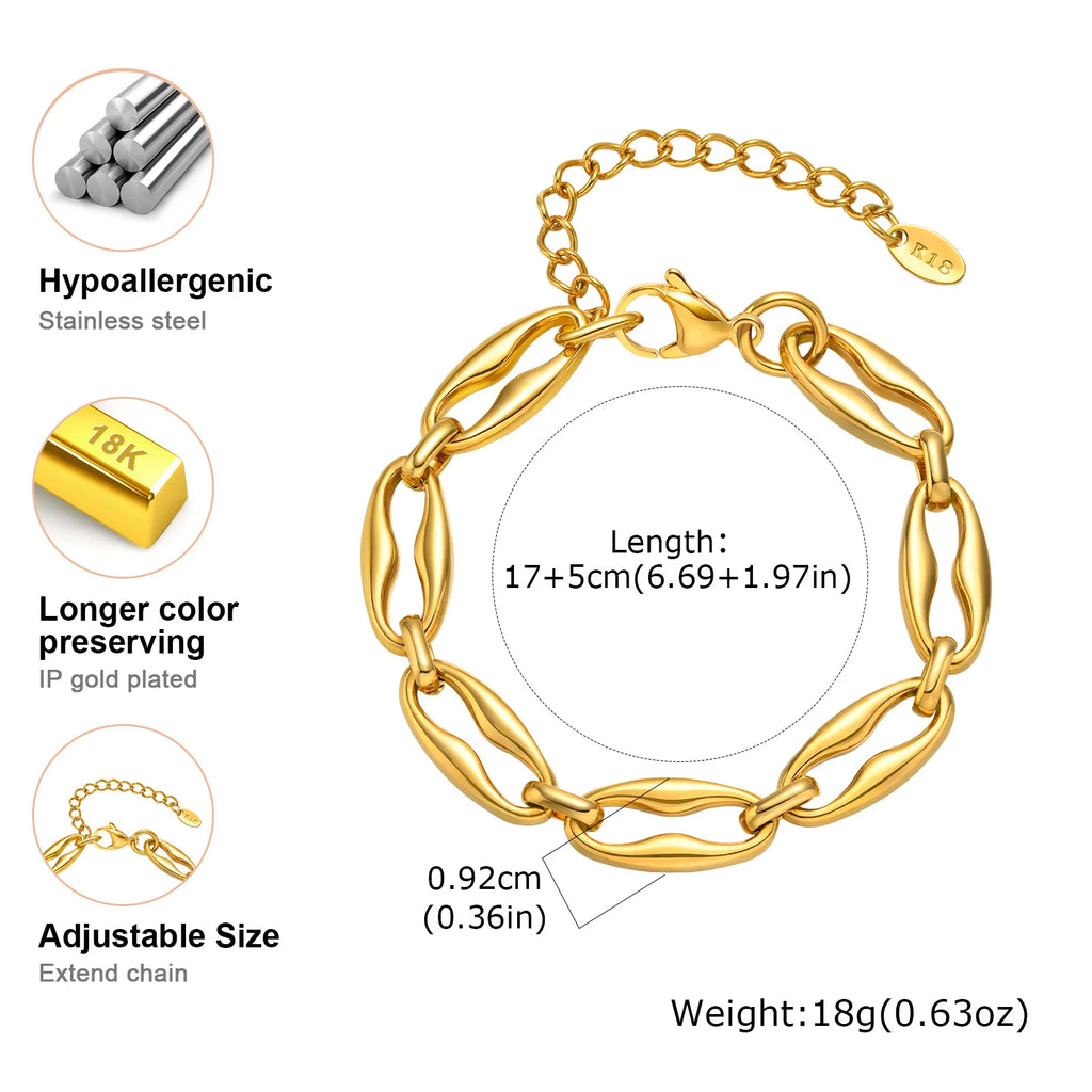 Chunky Stack Chain Bracelet – 18K Gold Plated Stainless Steel Chain Link Bracelet SPOT