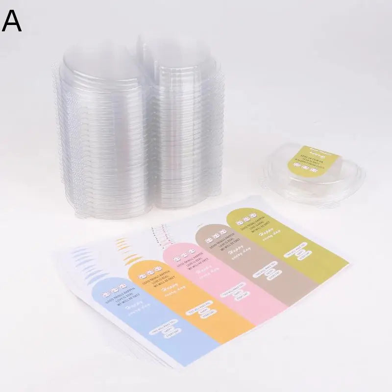 50-Pack Clear Mousse Cake Boxes with Lids & Stickers Cake Packaging Boxes SPOT A