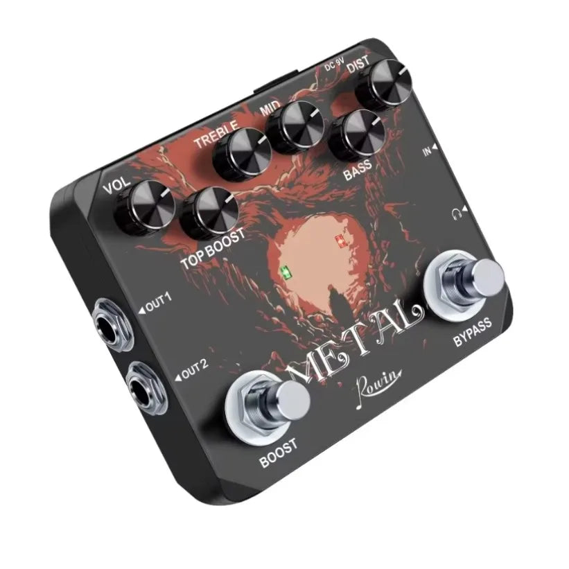 Rowin Metal Distortion Guitar Pedal – High Gain 3-Band EQ Stompbox Guitar Effects Pedal SPOT