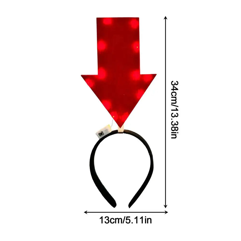 LED Arrow Light-Up Headband | Glowing Party Hair Accessory LED Party Headband SPOT Red