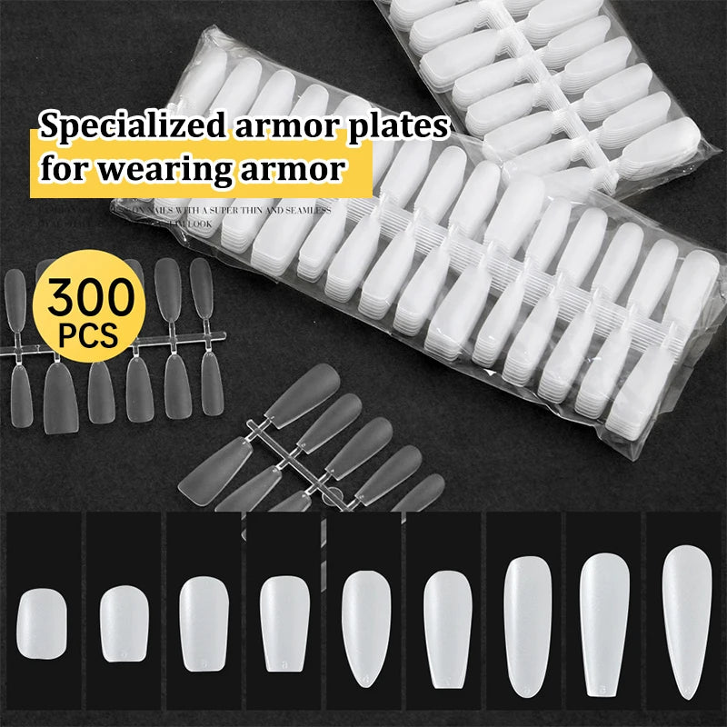 300-Pack False Nail Tips – Matte & Clear DIY Gel Extension Kit False Nail Tips SPOT