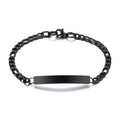 Custom Engraved Figaro Link ID Bracelet – Stainless Steel ID Bar Bracelet SPOT No need engraved b