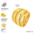 Multilayer Chunky Ring 18K Gold Plated Stainless Steel Women Gold Plated Ring SPOT RC-650G US RIng Size 07