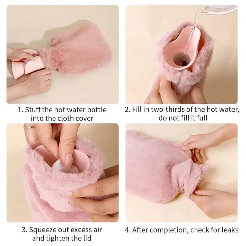 Plush Hot Water Bottle 1000ml – Soft Removable Washable Cover Hot Water Bottle SPOT