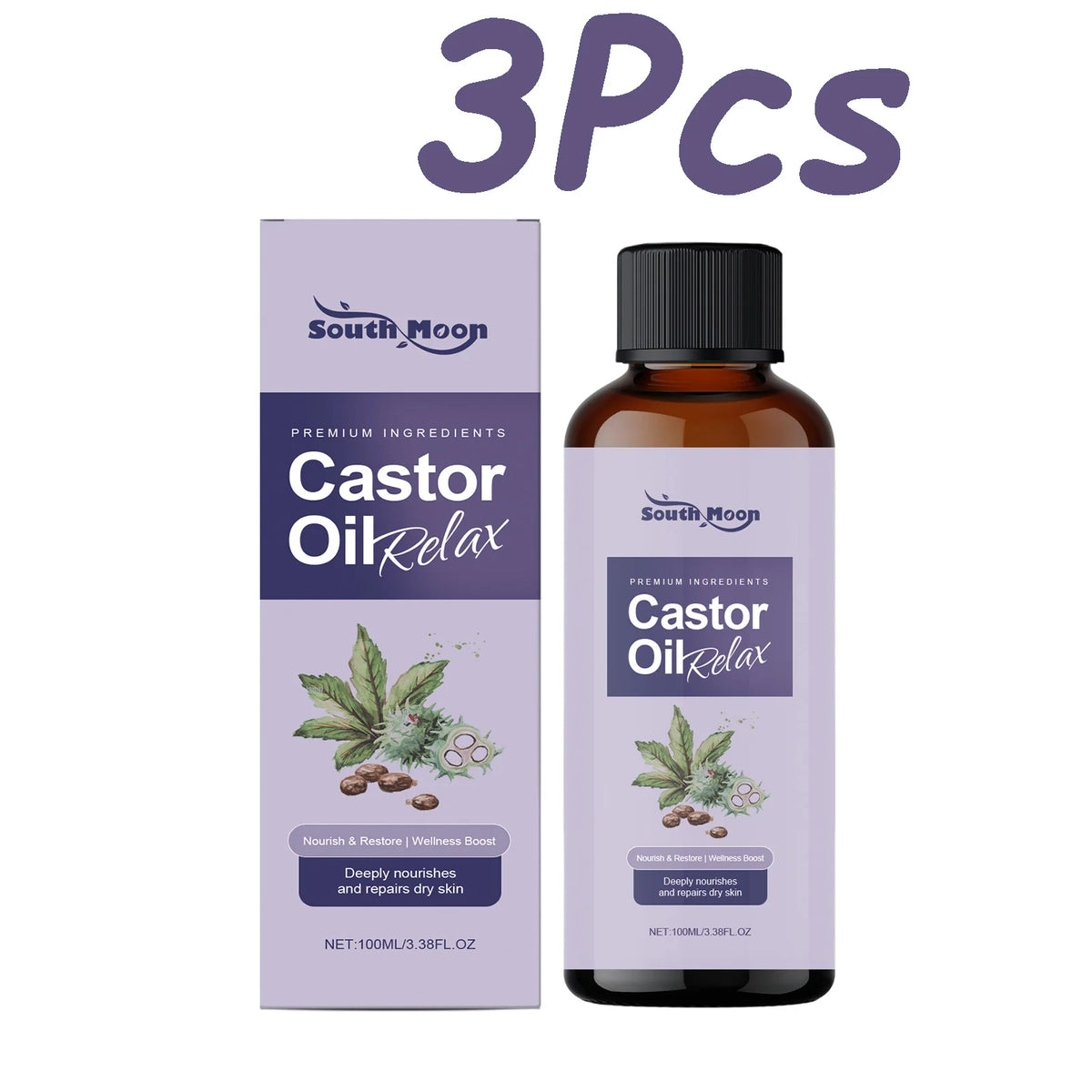 South Moon Castor Body Massage Oil – Nourishing & Firming Body Massage Oil SPOT 3Pcs 100ml