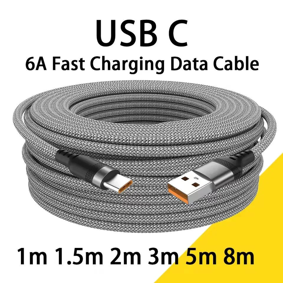 6A USB-C Fast Charging Cable – Nylon Braided 1M to 8M USB-C Charging Cable SPOT