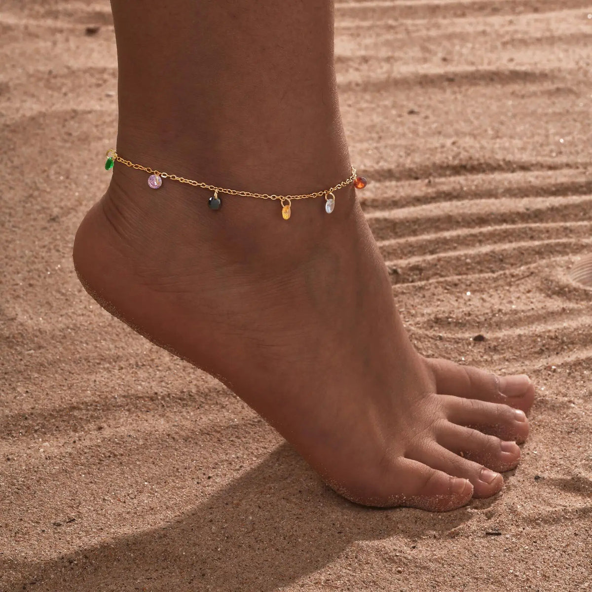 Colorful CZ Anklet – Waterproof Stainless Steel Foot Chain Anklet Bracelet SPOT