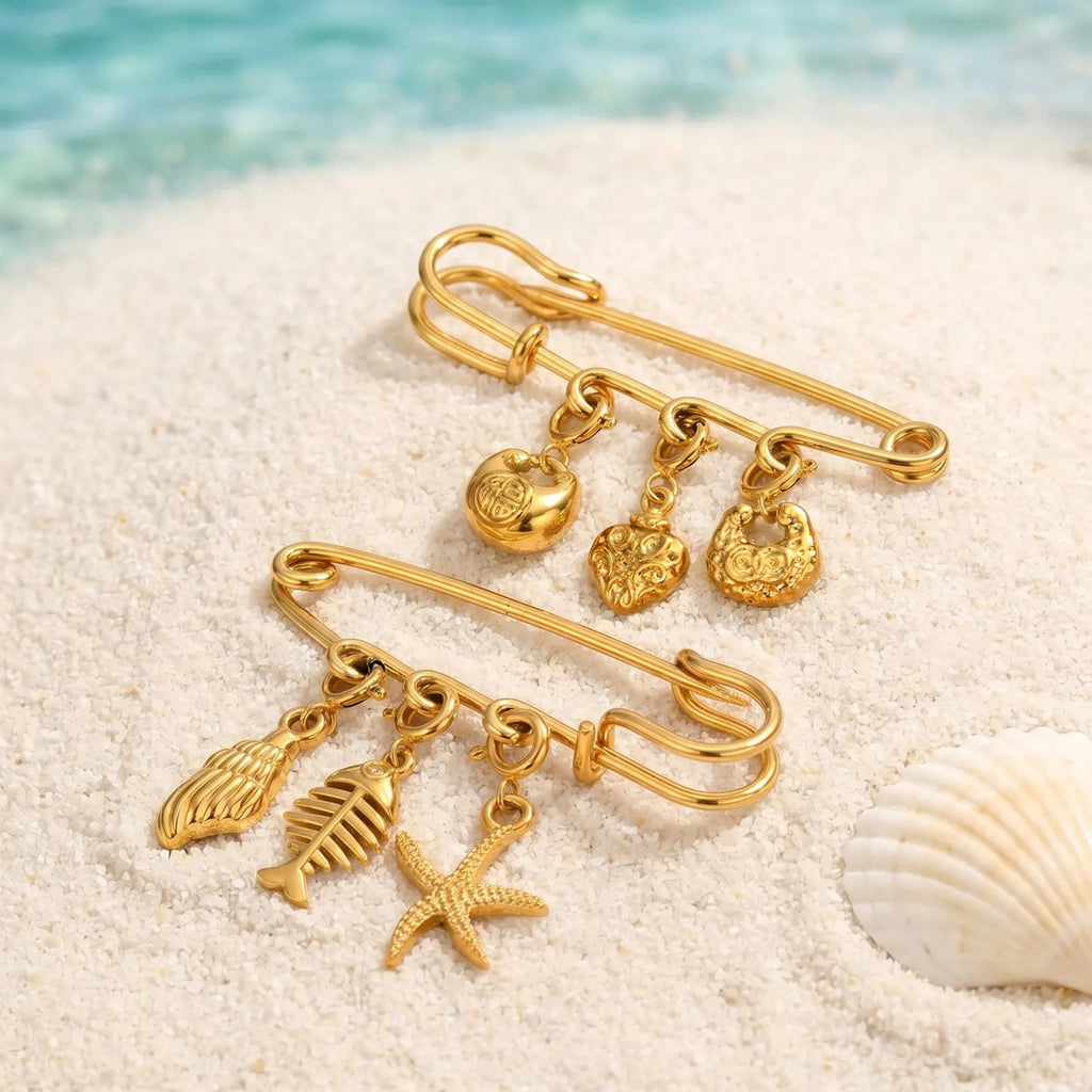 18K Gold Heart Safety Pin Brooch – Anti-Tarnish Cardigan Clip Fashion Brooch Pin SPOT