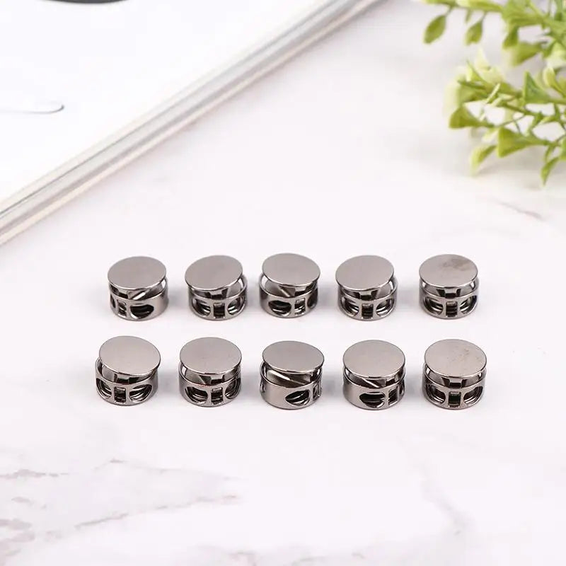 10-Pack Metal Dual-Hole Spring Cord Locks – Alloy Drawstring Clips Cord Lock Fastener SPOT Black
