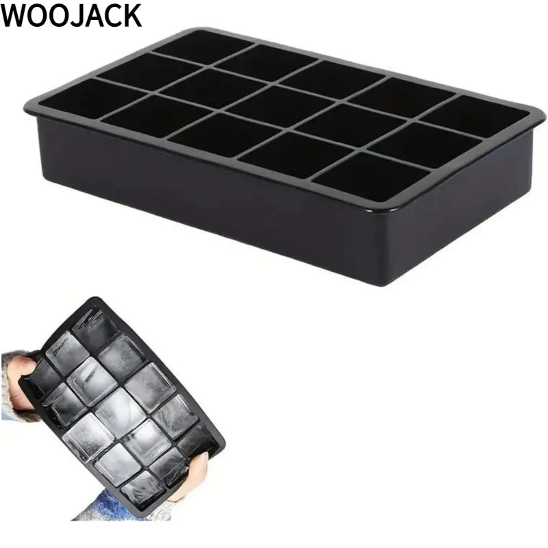 WOOJACK Silicone Ice Cube Tray – 15 Large Square Ice Molds Silicone Ice Tray SPOT Default Title