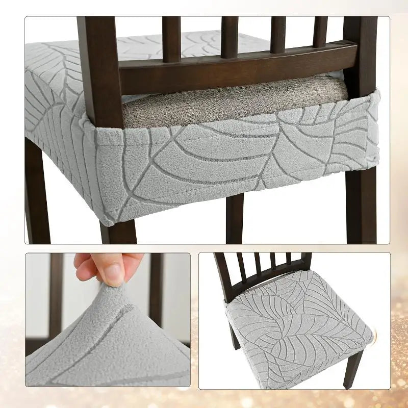 Leaf Jacquard Dining Chair Seat Cover – Stretch Slipcover Chair Seat Cover SPOT