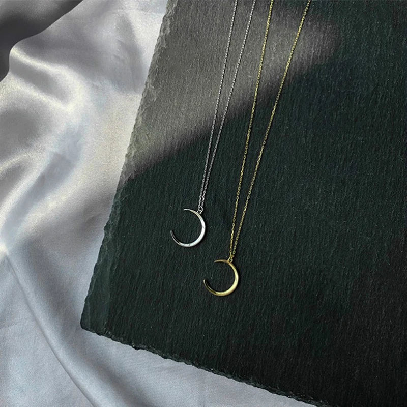 Crescent Moon Silver-Plated Pendant Necklace | Clavicle Chain Pendant Necklace SPOT