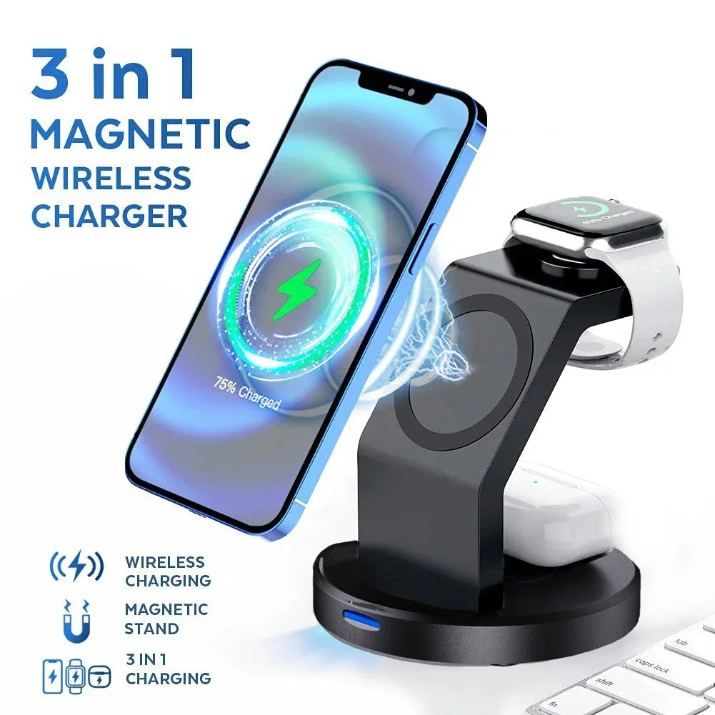 VIKEFON 3-in-1 MagSafe Wireless Charging Station – iPhone iWatch Wireless Charging Station SPOT