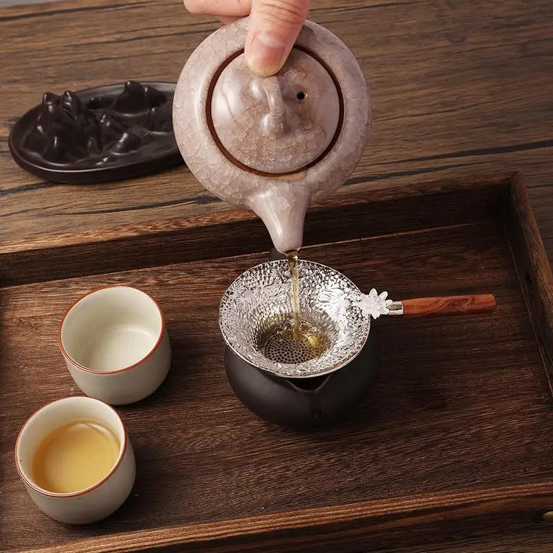 Wooden Handle Alloy Tea Strainer – Fine Mesh Loose Leaf Filter Tea Strainer SPOT