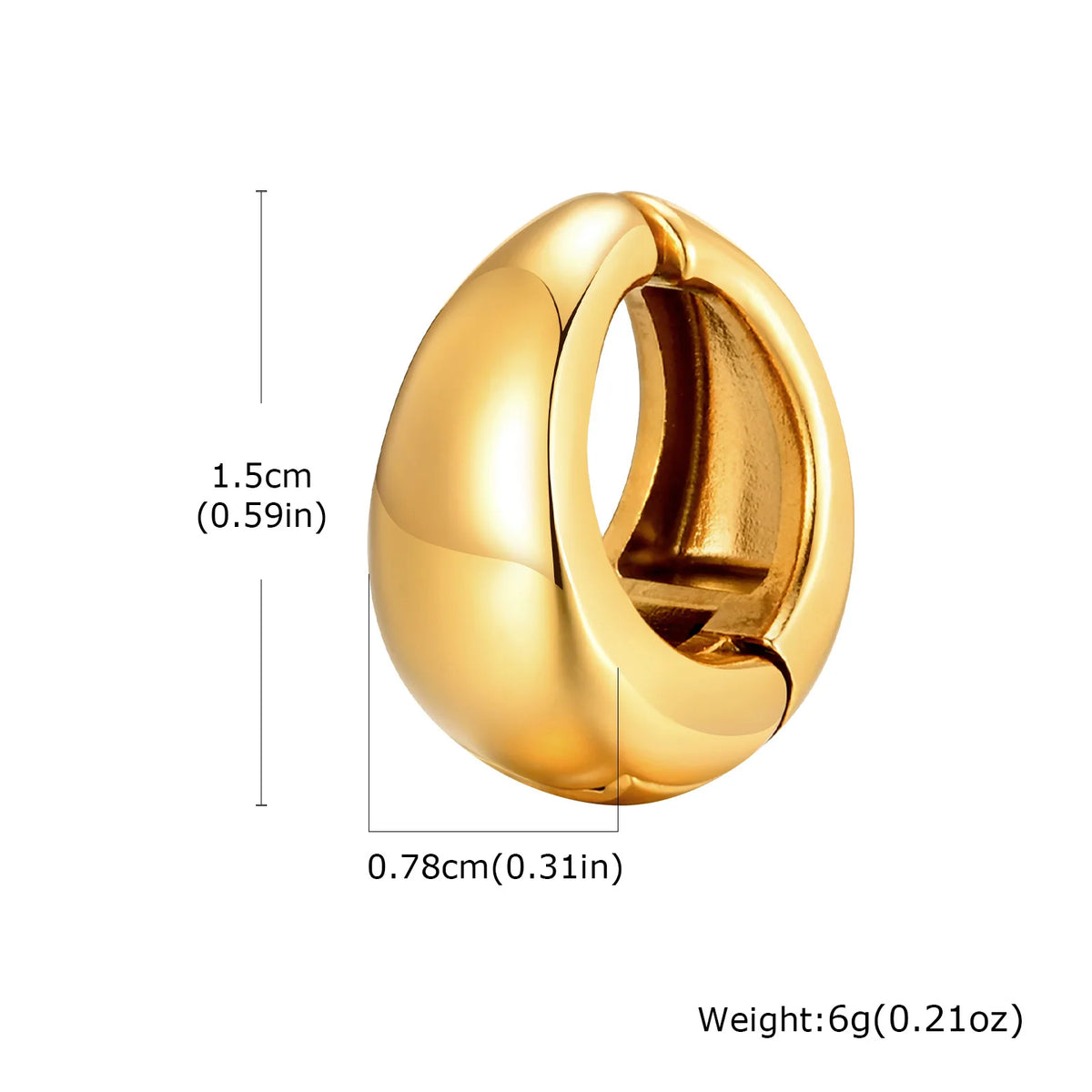 Chunky C-Shape Ear Cuff – 18K Gold PVD, No Piercing Needed Ear Cuff Earring SPOT EH-739G01-1