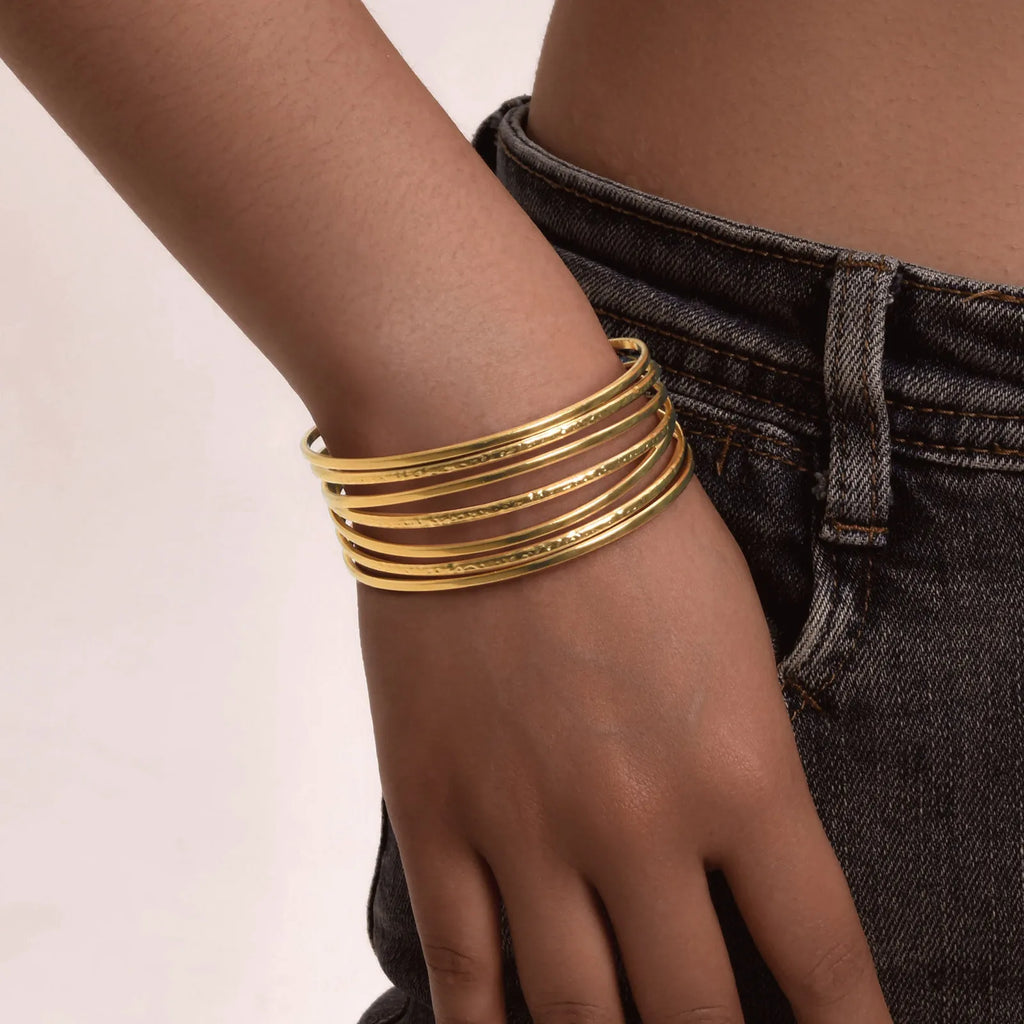 Meaeguet Multilayer Geometric Gold Cuff Bracelet for Women Cuff Bangle Bracelet SPOT Default Title