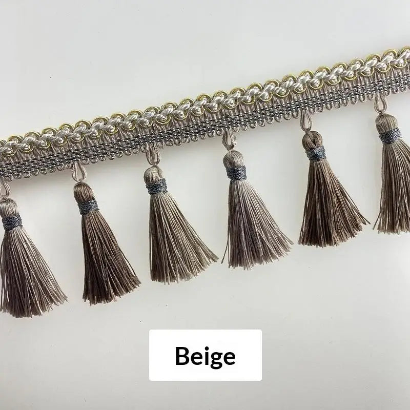 European Lace Curtain Tassels – Decorative Trim, Multi-Color Decorative Tassel Trim SPOT Beige 1m