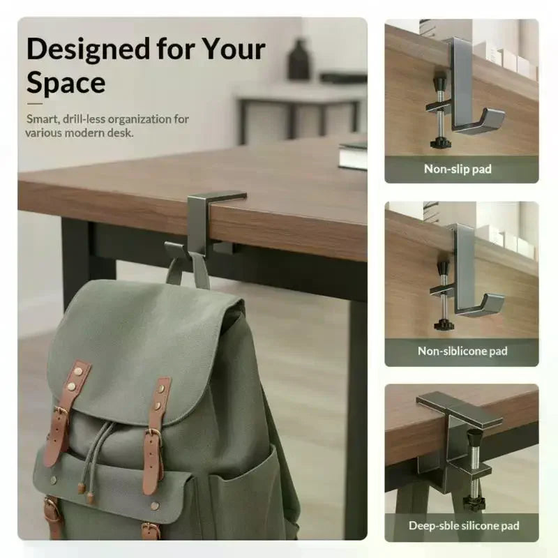 Adjustable Magnetic Desk Hook – Punch-Free Bag Hanger Desk Edge Hook SPOT