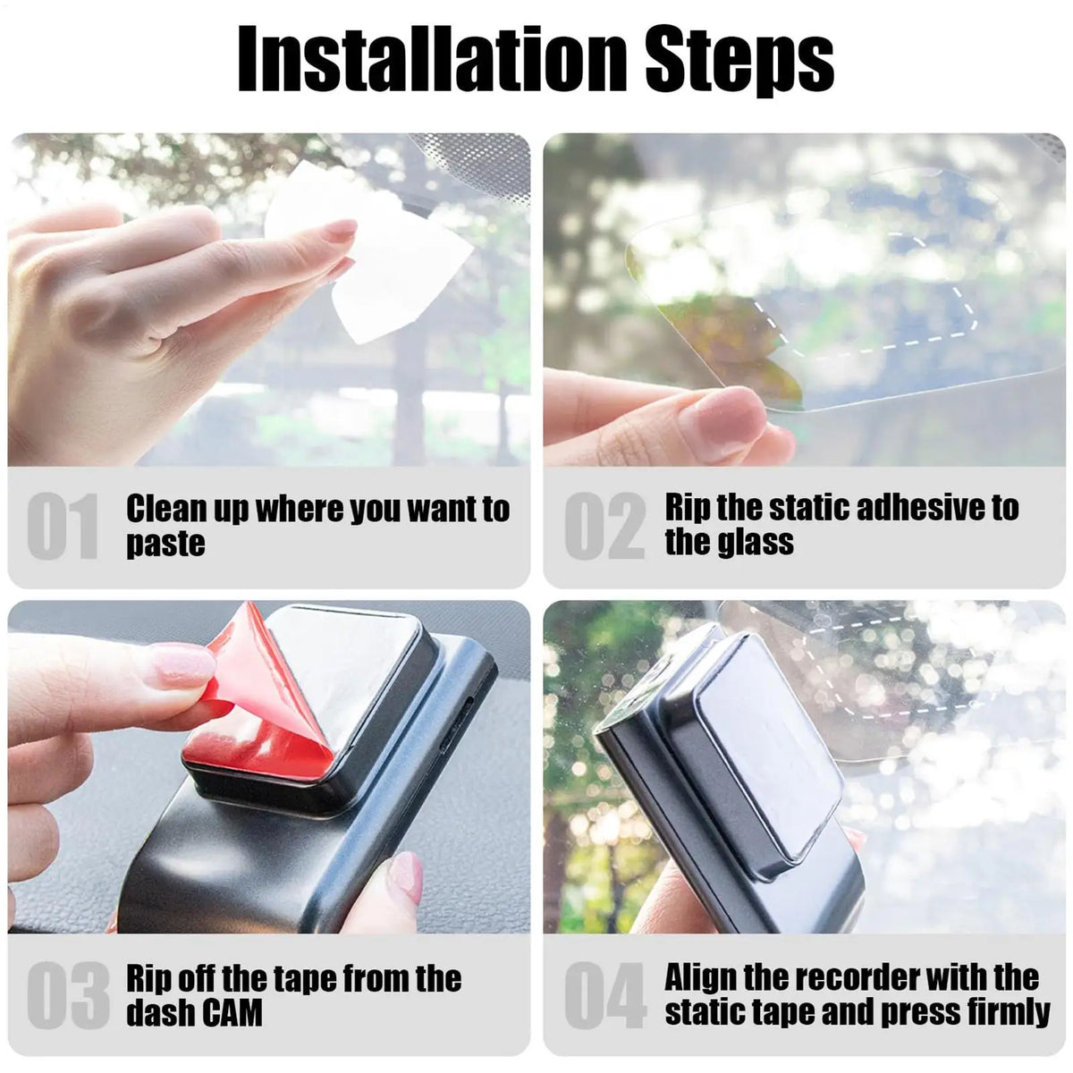 Dash Cam Windshield Stickers 6-Pack – Static Cling Mount Film Dash Cam Accessory SPOT
