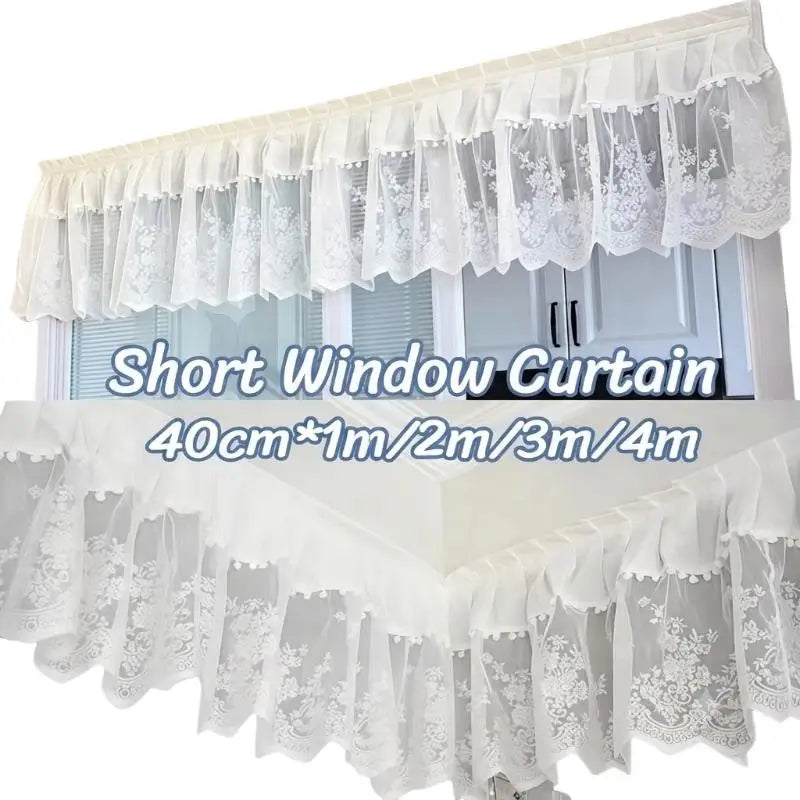 White Sheer Lace Valance Curtain – Cherry Floral Vintage Style Lace Valance Curtain SPOT
