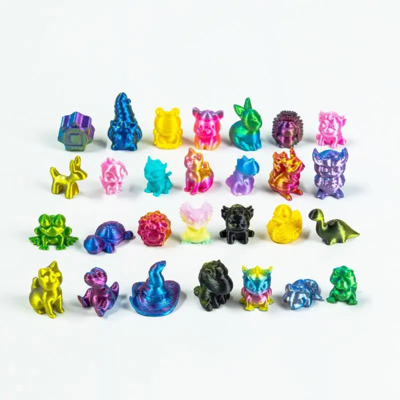 3D Printed Mini Animal Figurines – Vibrant Mixed Color Set Mini Decorative Figurines SPOT
