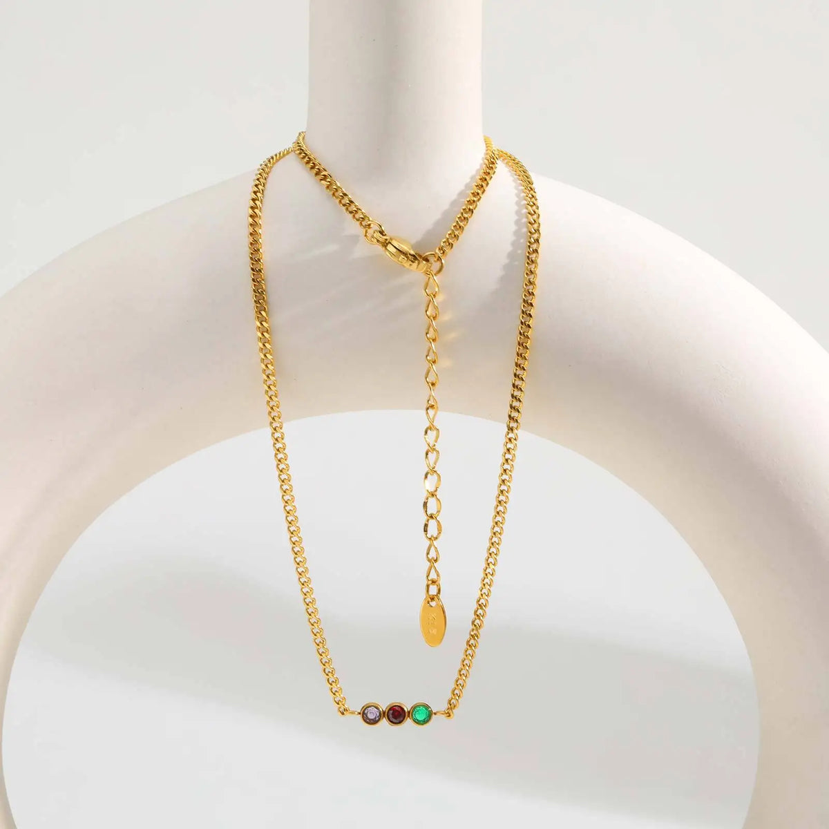 18K Gold Plated Colorful Zircon Cuban Chain Necklace Women Chain Necklace SPOT