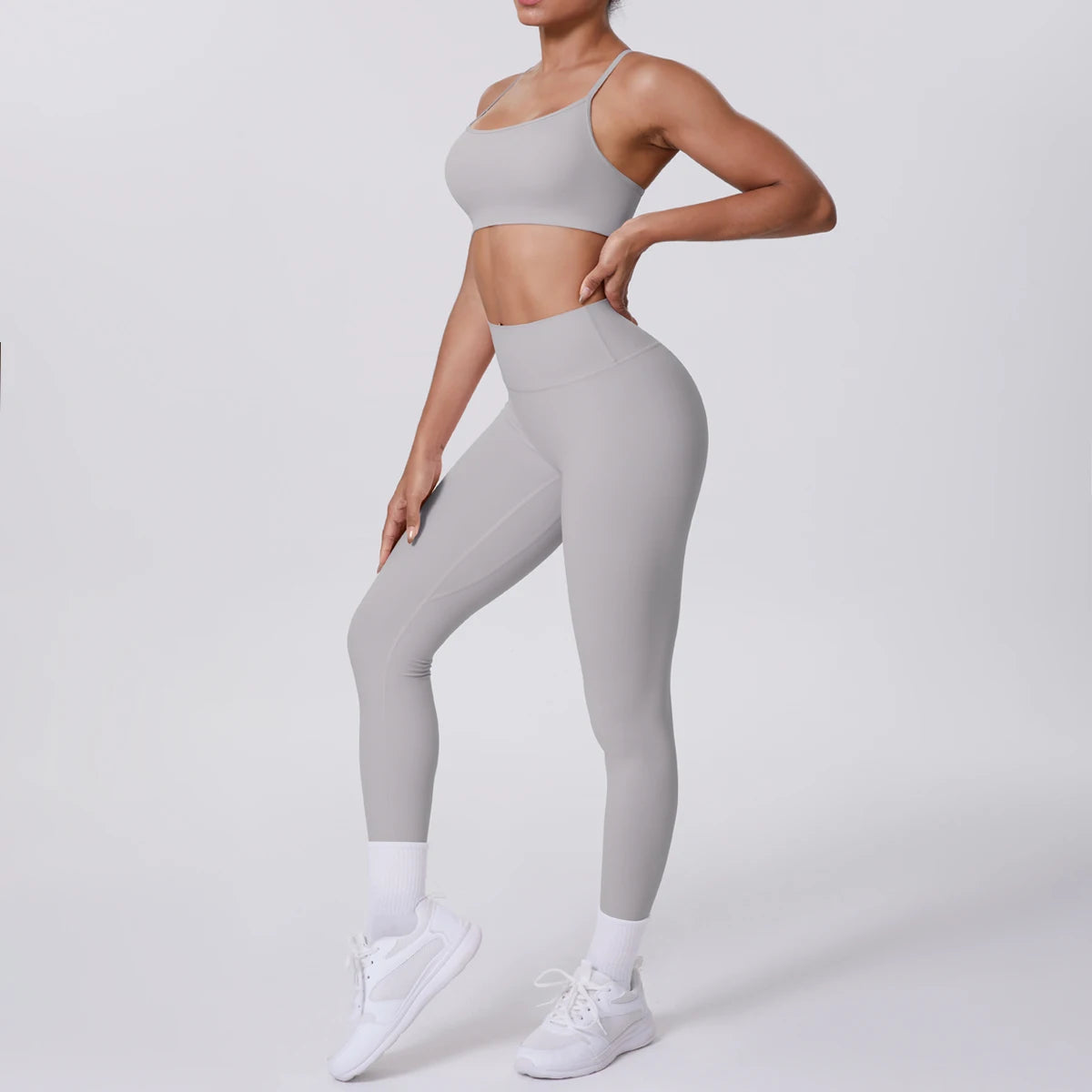 Women's Seamless Yoga Set – Sports Bra & High-Waist Leggings Women's Activewear Set SPOT Light Grey M