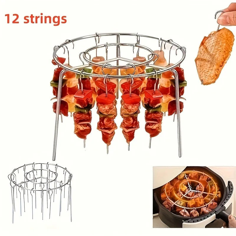 Vertical Air Fryer Skewer Rack – Stainless Steel BBQ Grill Air Fryer Rack SPOT 1 set