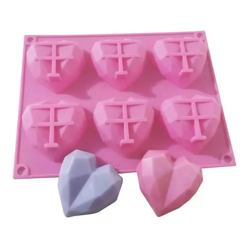 6-Cavity Heart Diamond Silicone Baking Mold – Cake & Mousse Silicone Baking Mold SPOT
