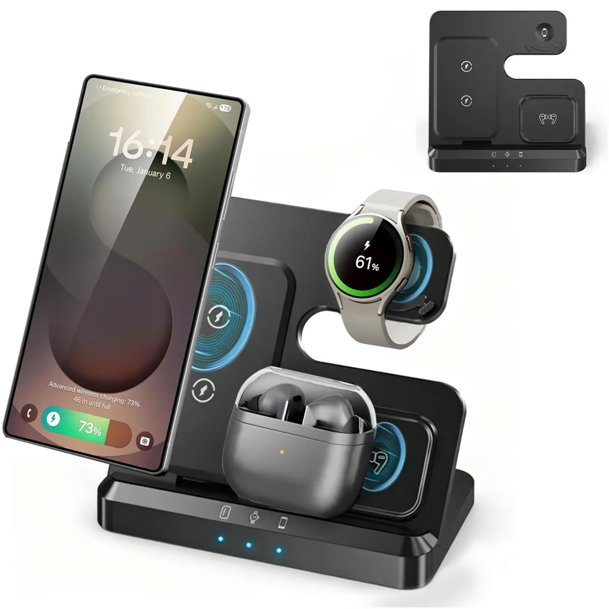 VIKEFON 3-in-1 Wireless Charging Station for Samsung Galaxy Wireless Charging Station SPOT