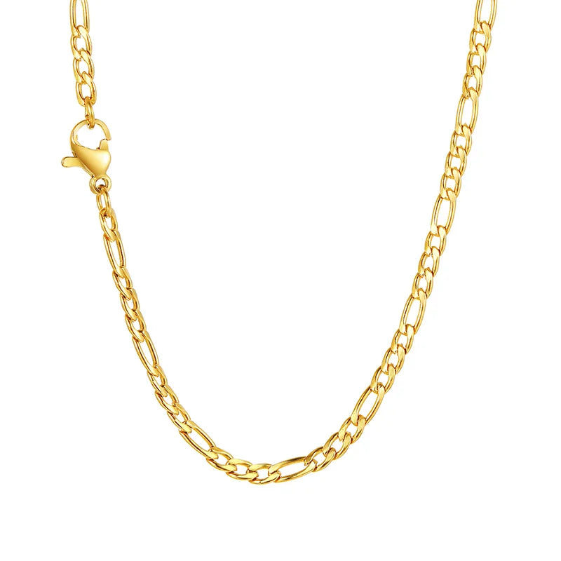 Figaro Link Chain Necklace – Gold & Silver Stainless Steel Chain Necklace SPOT gold color 45cm Length
