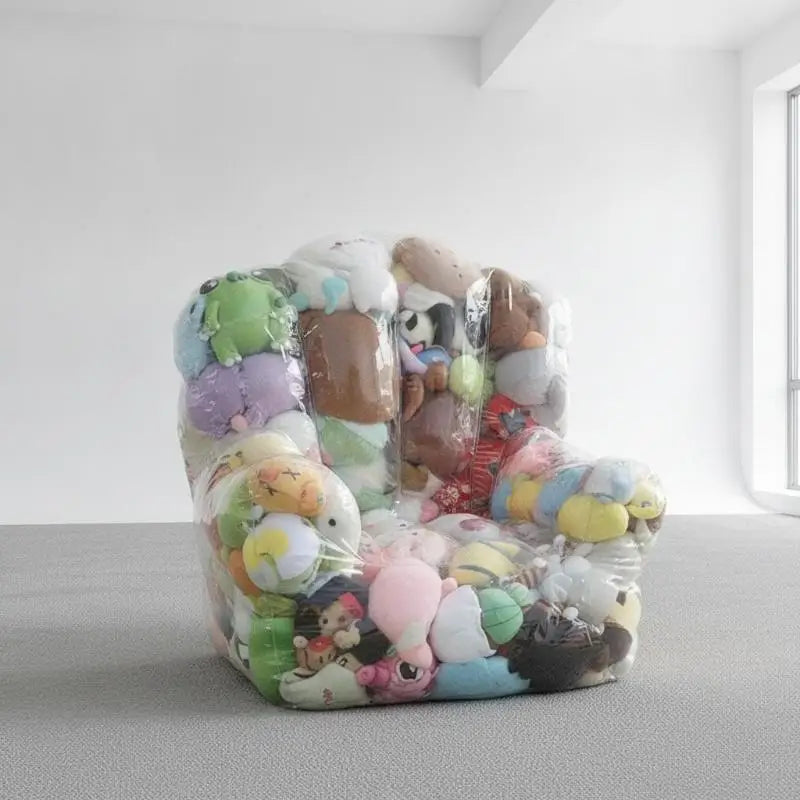 Transparent PVC Plush Toy Storage Chair Cover with Zipper Toy Storage Bag SPOT
