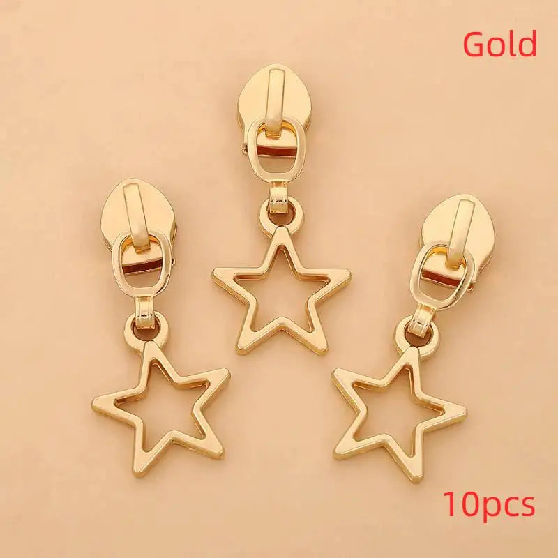 10-Pack Star Zipper Pull Replacements – Zinc Alloy Slider Kit Zipper Pull Replacement SPOT Gold