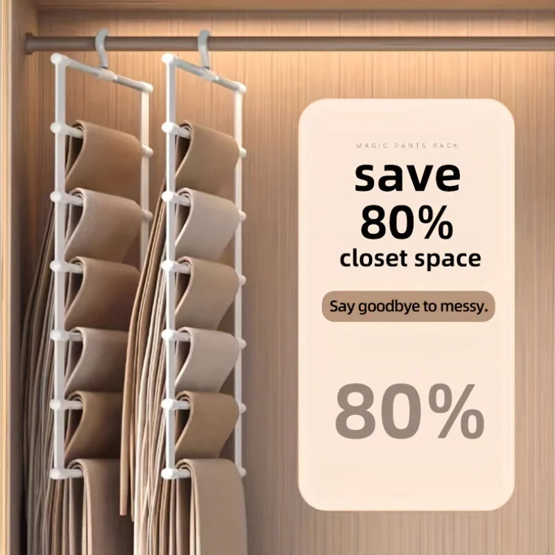 7-Tier Folding Pants Rack – Space-Saving Closet Hanger Organizer Pants Hanger Rack SPOT