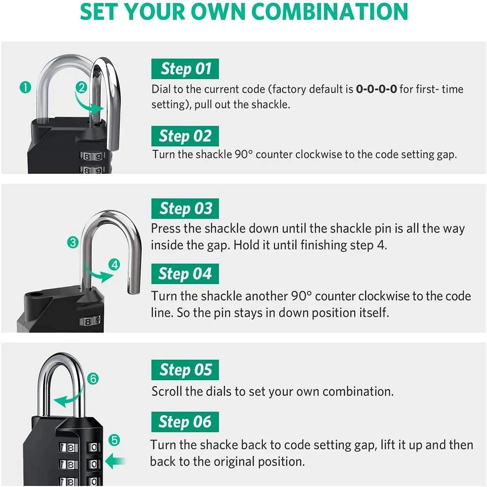 Resettable 4-Digit Combination Padlock – Waterproof Heavy Duty Combination Padlock SPOT