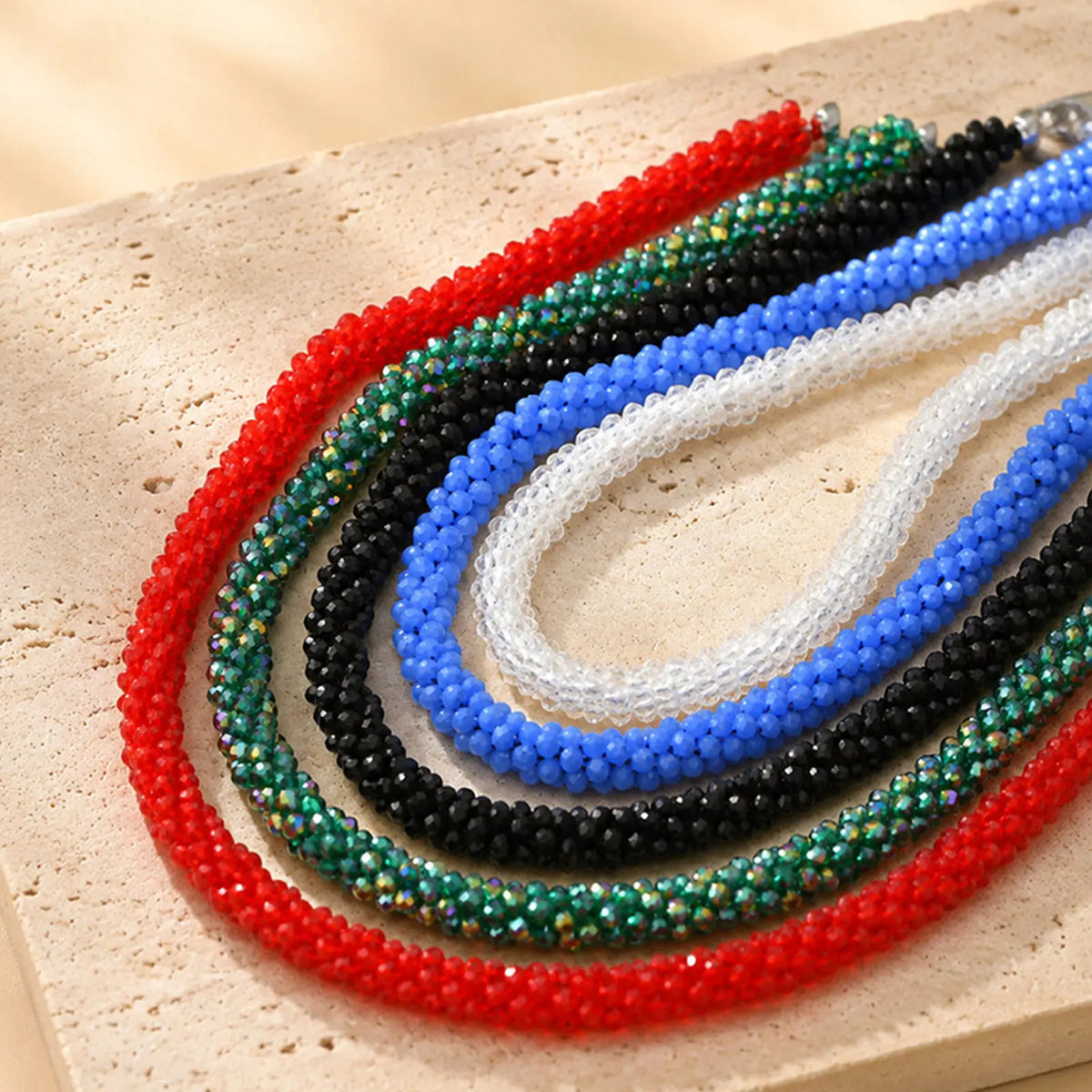 Chunky Crystal Beaded Choker Necklace – Multi-Color Women's Gift Beaded Choker Necklace SPOT
