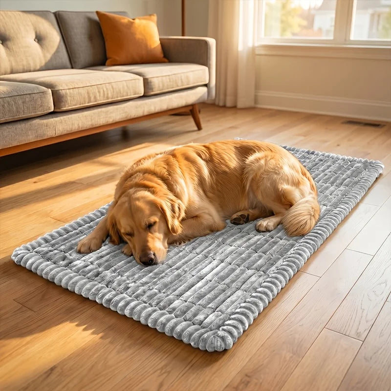 KEMORELA Striped Plush Dog Car Bed Mat – Non-Slip Washable Dog Car Bed Mat SPOT