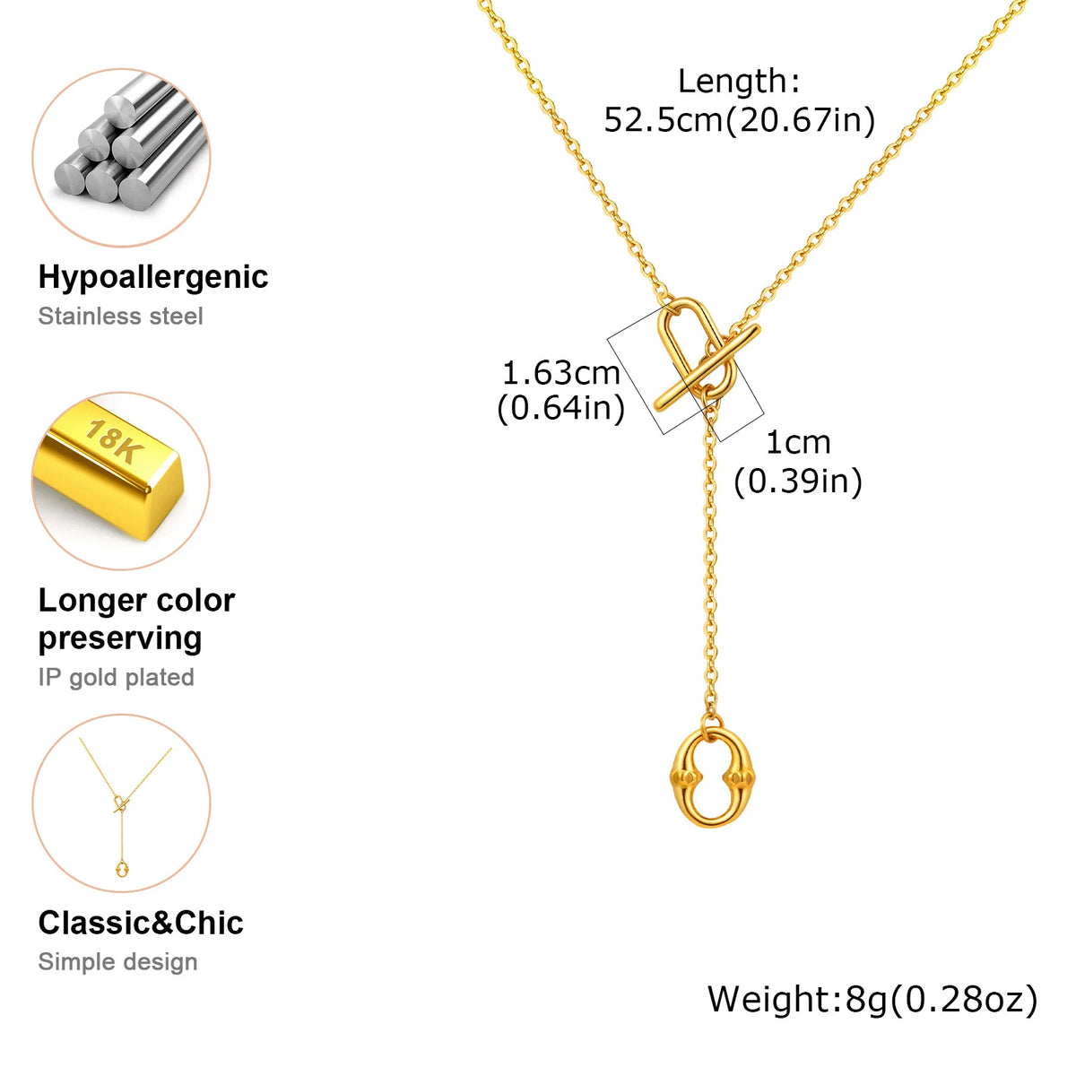 Minimalist Adjustable OT Buckle Chain Necklace – Women's Gift Chain Necklace SPOT