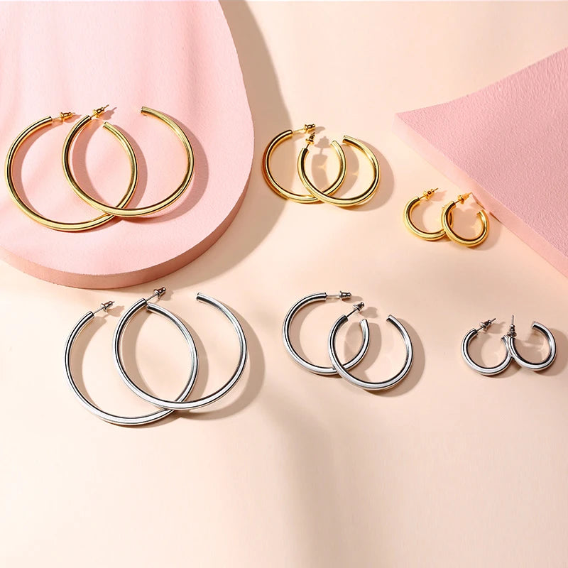 Gold Plated Open Hoop Earrings for Women – 25/42/63mm Hoop Earrings SPOT