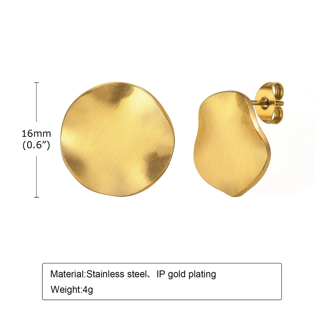 Matte Circle Disc Stud Earrings – Gold Stainless Steel Stud Earrings SPOT