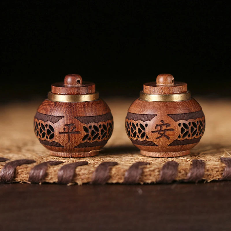 Wood Hollow Carved Aromatherapy Diffuser Bottle Car Pendant Aromatherapy Diffuser Pendant SPOT 1