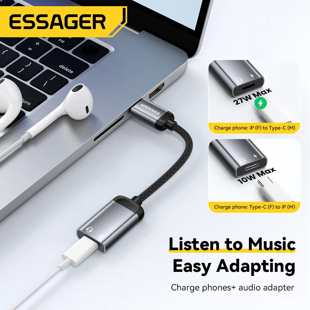 Essager USB-C to Lightning Audio Adapter OTG – iPhone & Android Audio Adapter Cable SPOT