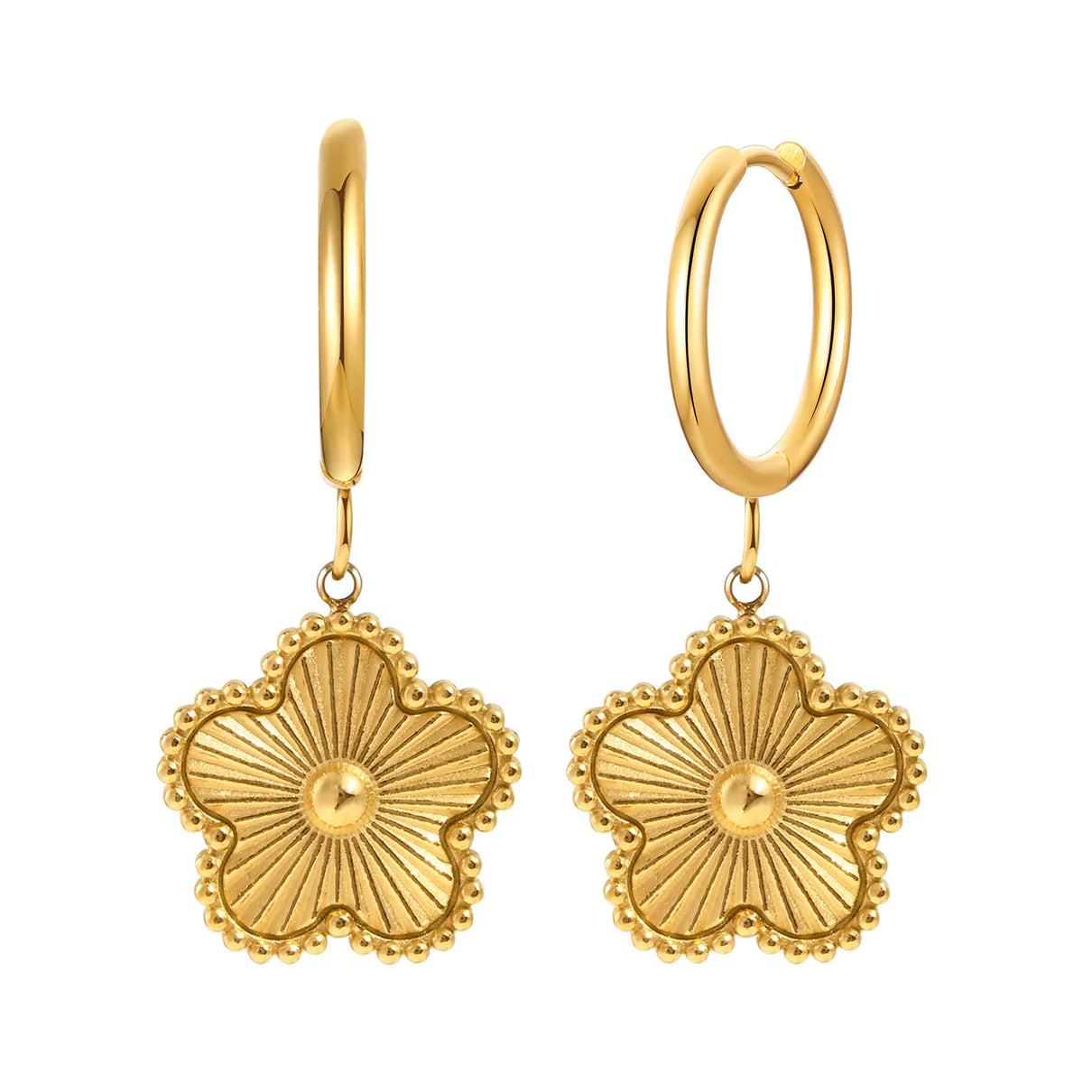 18K Gold Plated Flower Drop Earrings – Stainless Steel Drop Earrings SPOT
