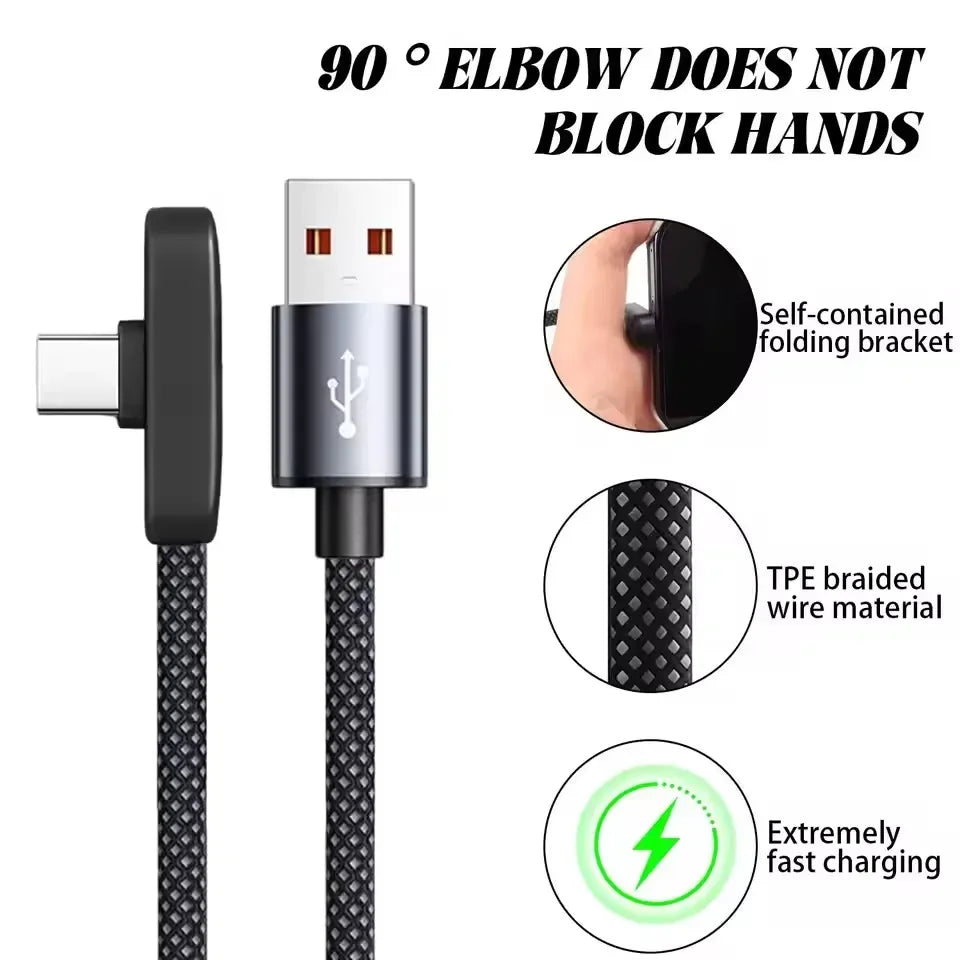 90° Elbow 100W USB-C Fast Charging Cable – 6A PD Game Cable USB-C Charging Cable SPOT