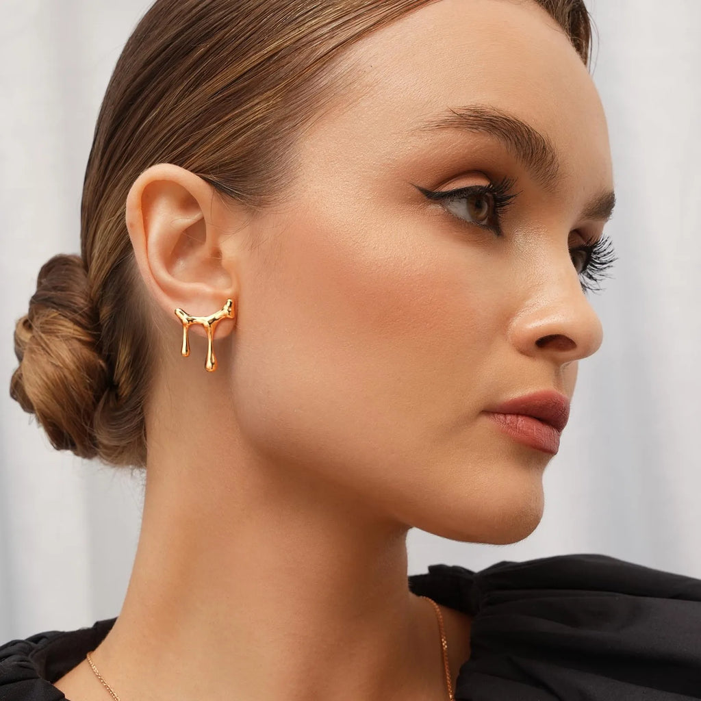 Meaeguet Gold Liquid Drip Stud Earrings – Water Drop Design Stud Earrings SPOT Default Title